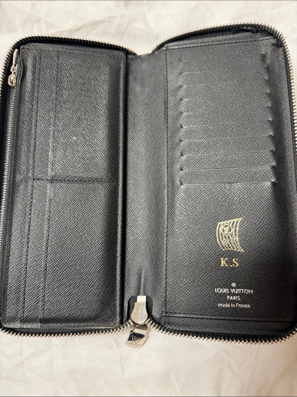 Louis Vuitton Black Epi Leather Zip Around Wallet